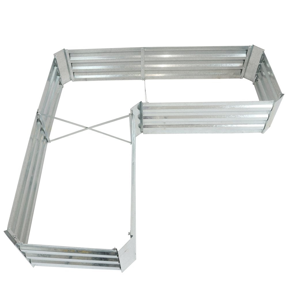 Silver Steel L Shape Raised Garden Bed - 12 X 60-inch