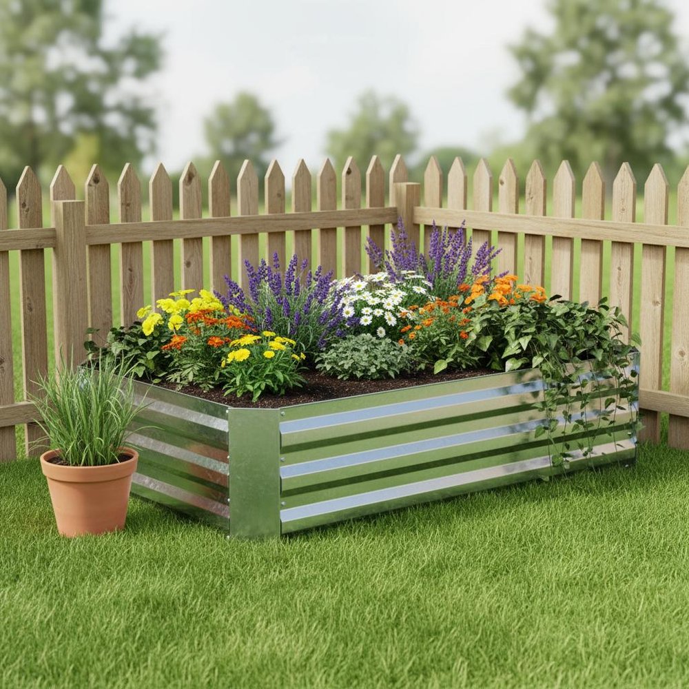 Silver Metal Rectangular Raised Garden Bed - 12 X 48-inch