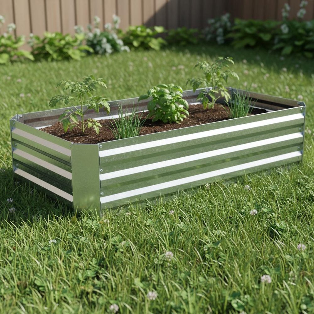 Silver Metal Rectangular Raised Garden Bed - 12 X 48-inch