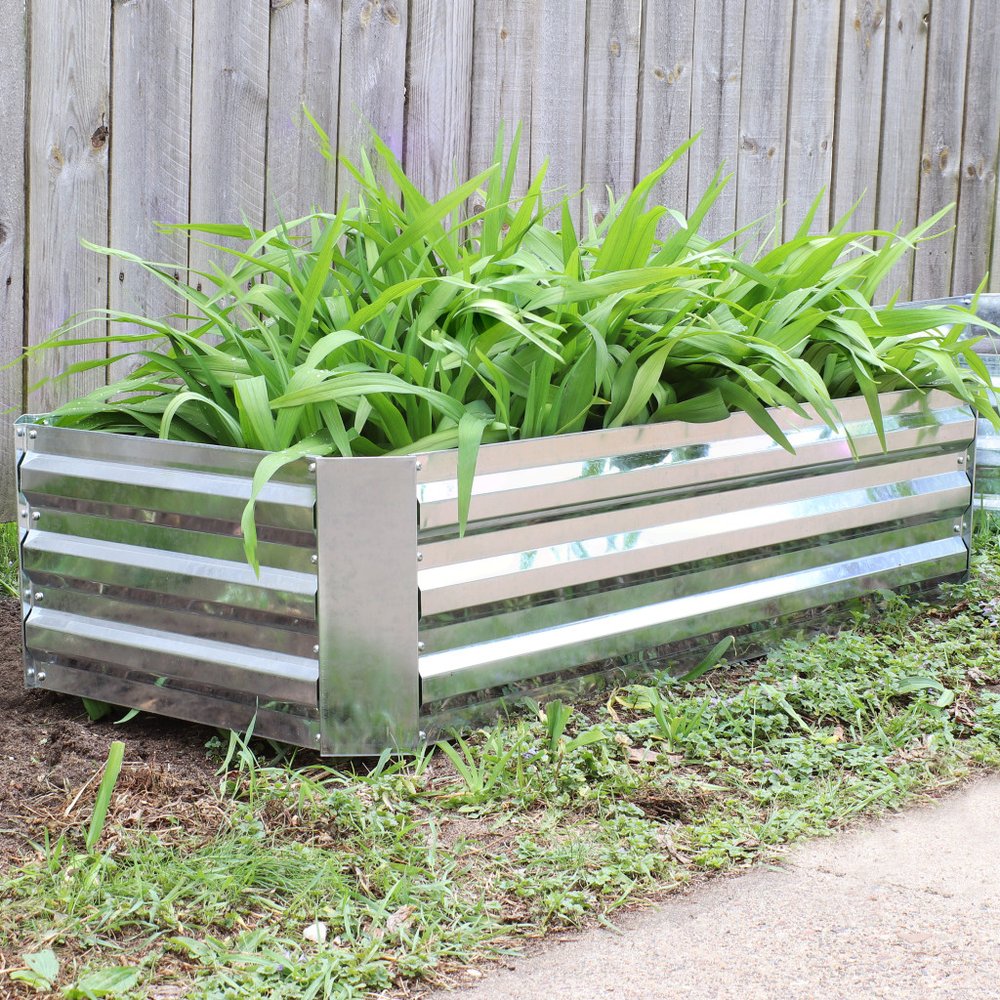 Silver Metal Rectangular Raised Garden Bed - 12 X 48-inch