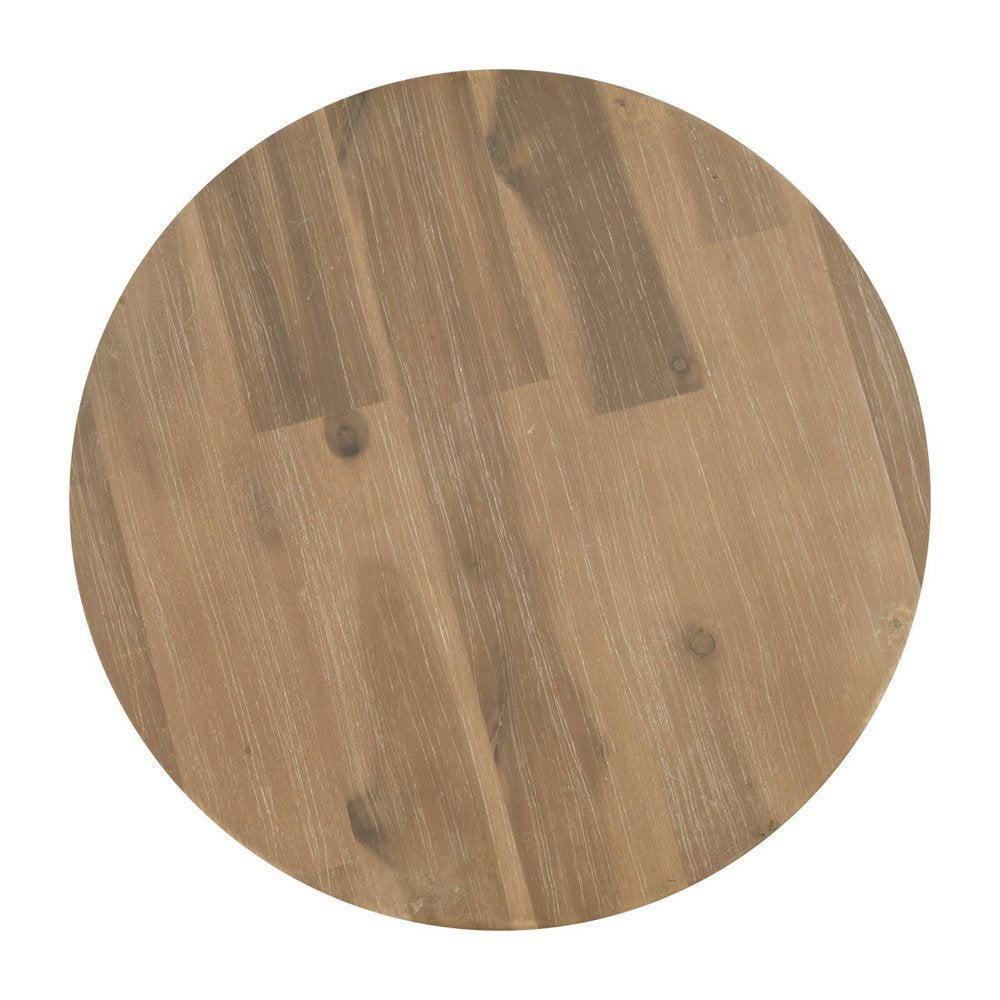 Natural Solid Wood Round Outdoor Side Table - 14-inch