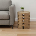 Natural Solid Wood Round Outdoor Side Table - 14-inch