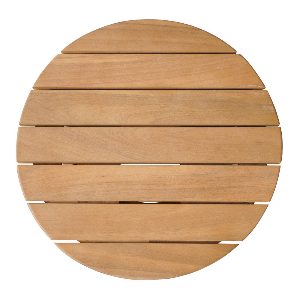 Natural Solid Wood Round Outdoor Side Table - 16-inch