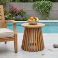 Natural Solid Wood Round Outdoor Side Table - 16-inch