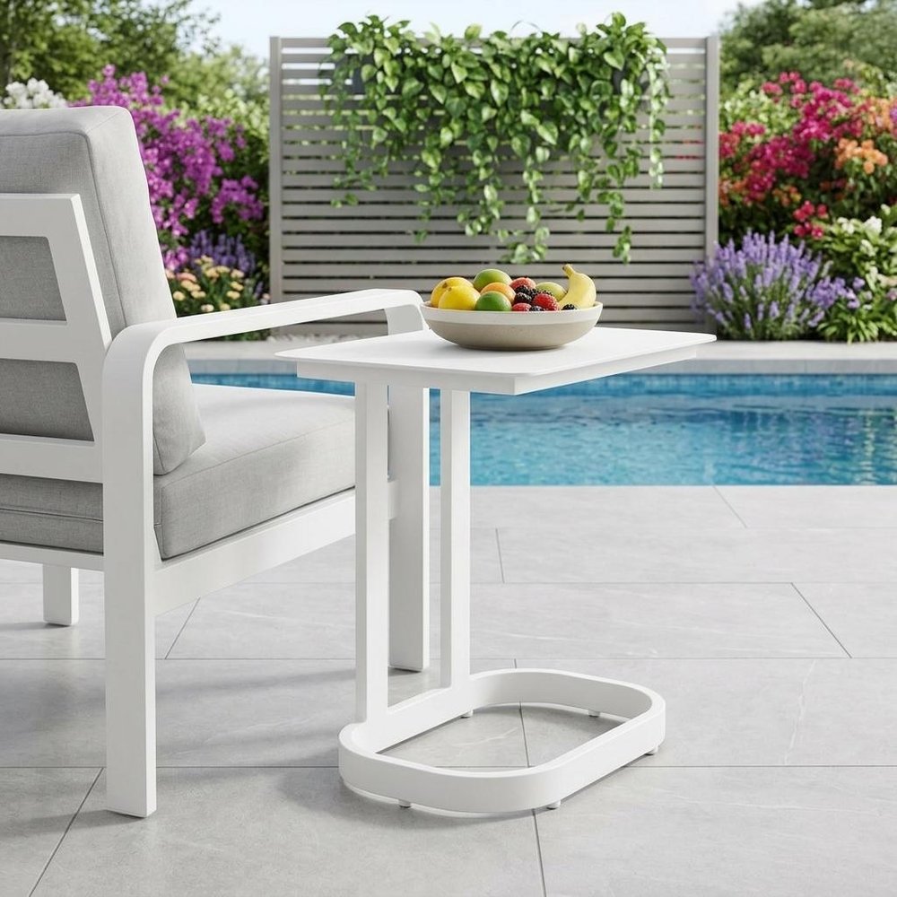 White Aluminum Outdoor Side Table - 22-inch