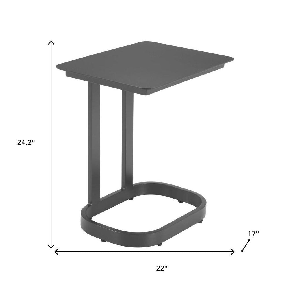 Black Aluminum Outdoor Side Table - 22-inch