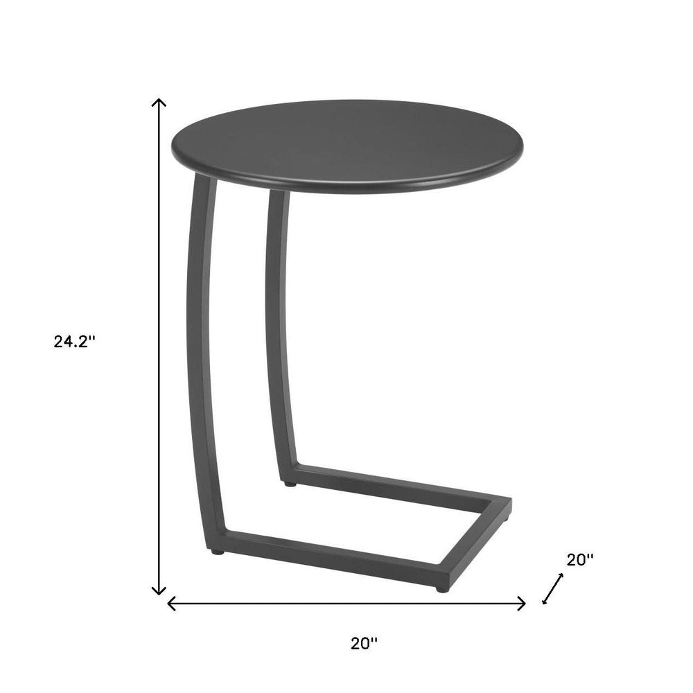 Black Aluminum Round Outdoor Side Table - 20-inch
