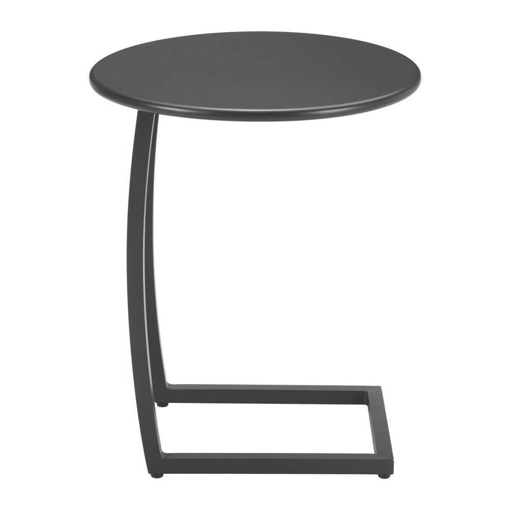 Black Aluminum Round Outdoor Side Table - 20-inch