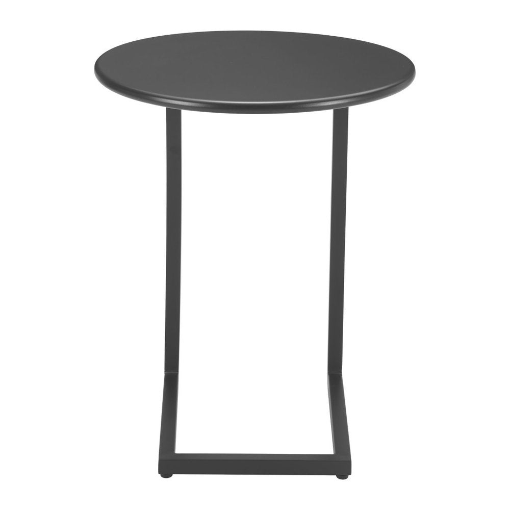 Black Aluminum Round Outdoor Side Table - 20-inch