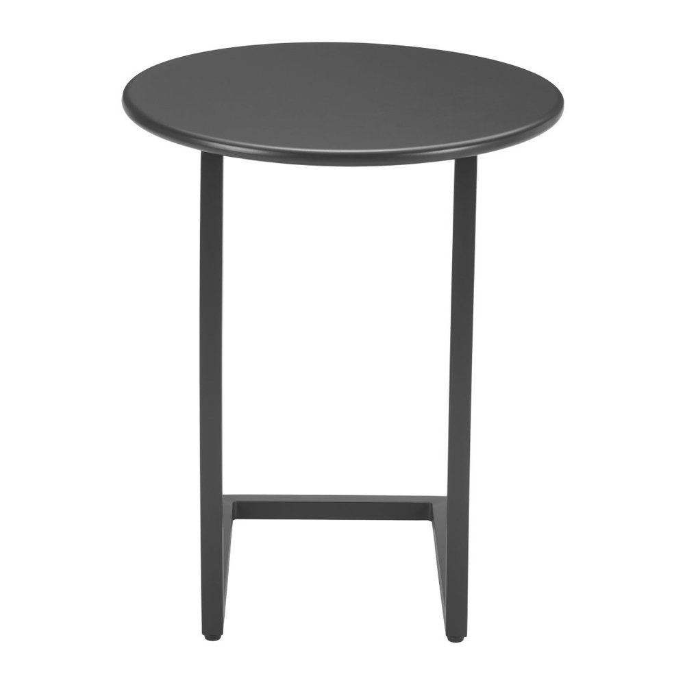 Black Aluminum Round Outdoor Side Table - 20-inch