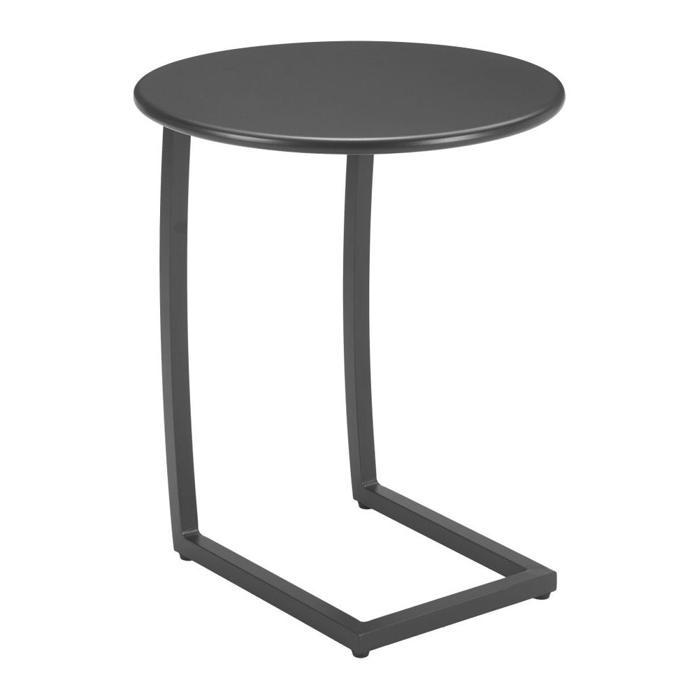 Black Aluminum Round Outdoor Side Table - 20-inch