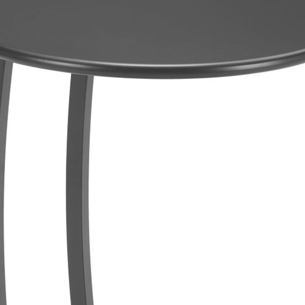 Black Aluminum Round Outdoor Side Table - 20-inch