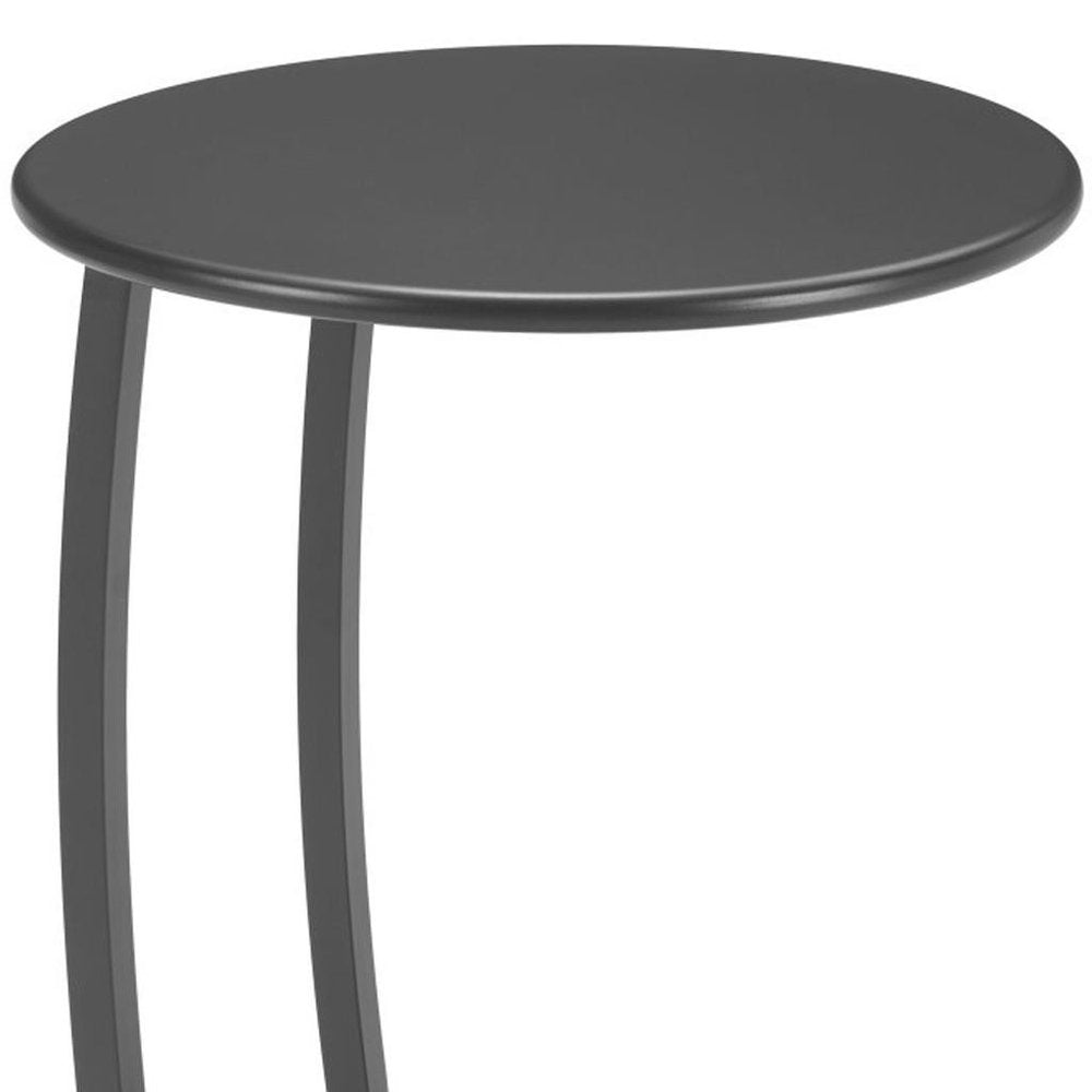 Black Aluminum Round Outdoor Side Table - 20-inch