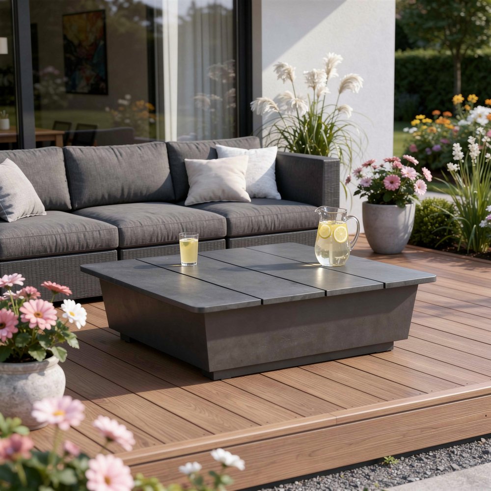 Gray Aluminum Square Outdoor Coffee Table - 32-inch