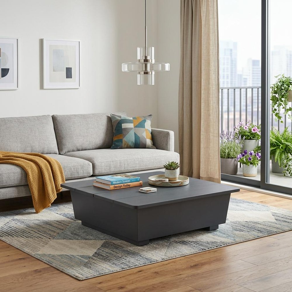 Gray Aluminum Square Outdoor Coffee Table - 32-inch