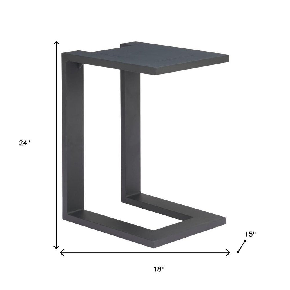 Black Aluminum Outdoor Side Table - 18-inch