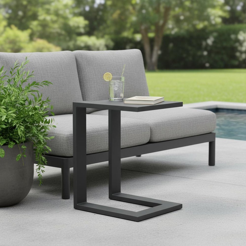 Black Aluminum Outdoor Side Table - 18-inch