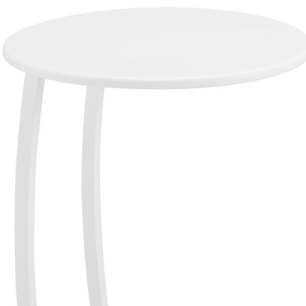 White Aluminum Round Outdoor Side Table - 20-inch