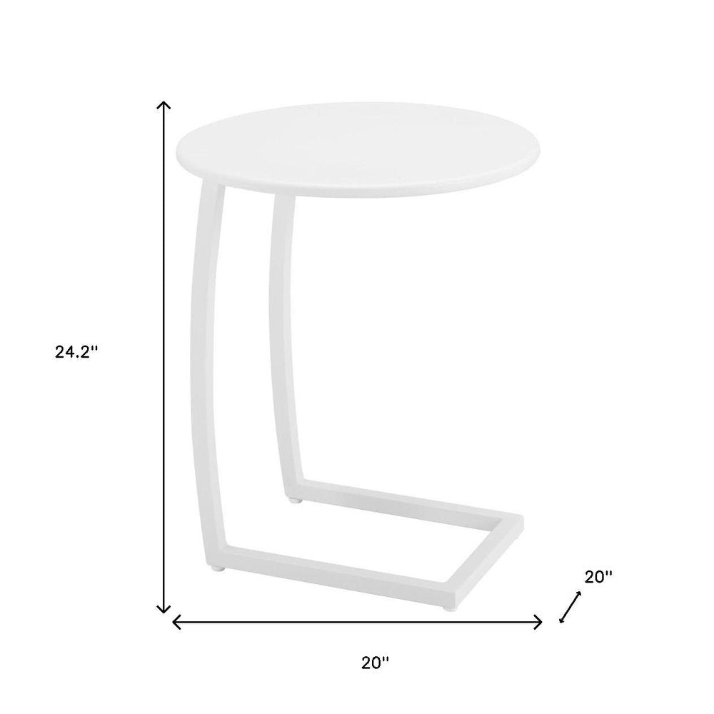 White Aluminum Round Outdoor Side Table - 20-inch