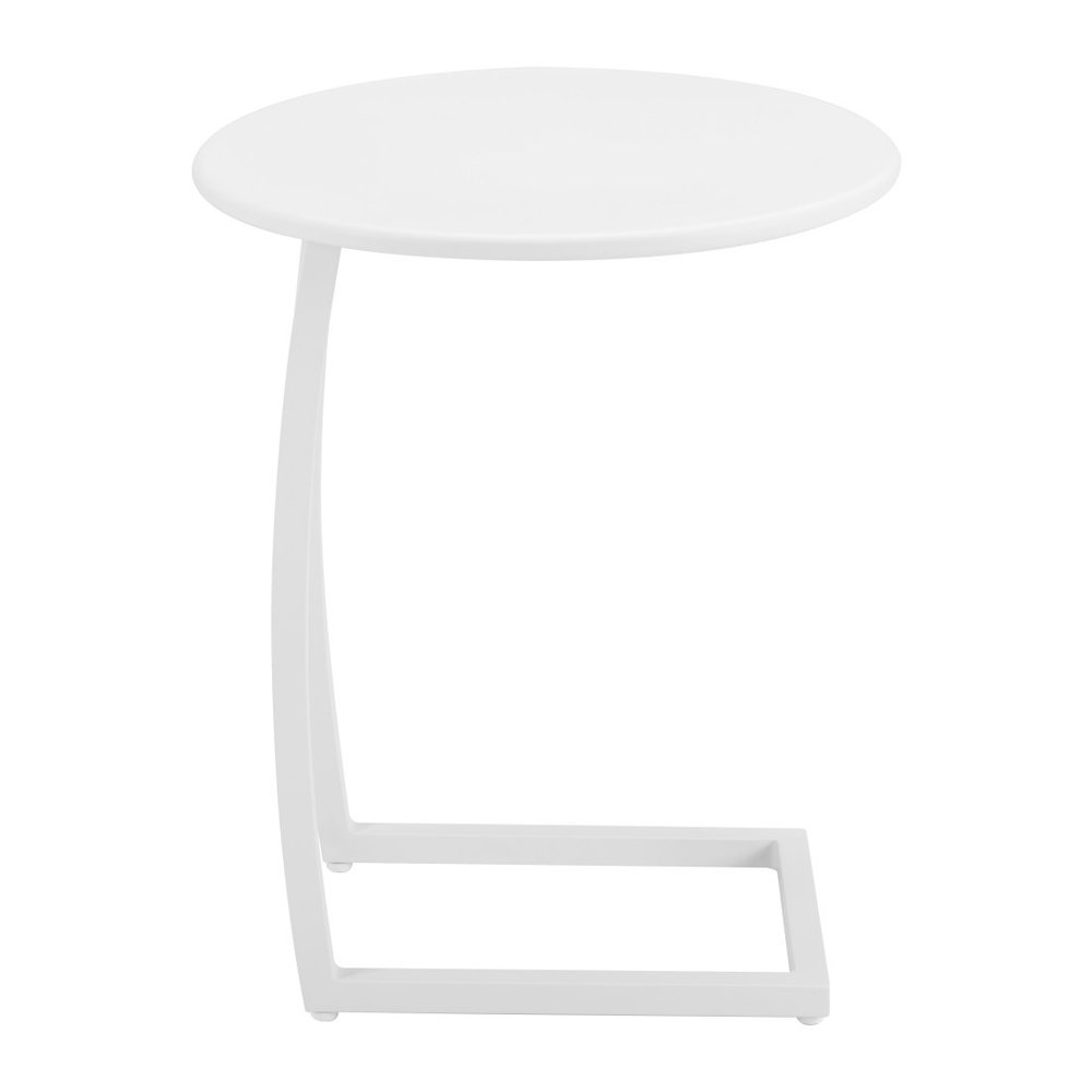 White Aluminum Round Outdoor Side Table - 20-inch