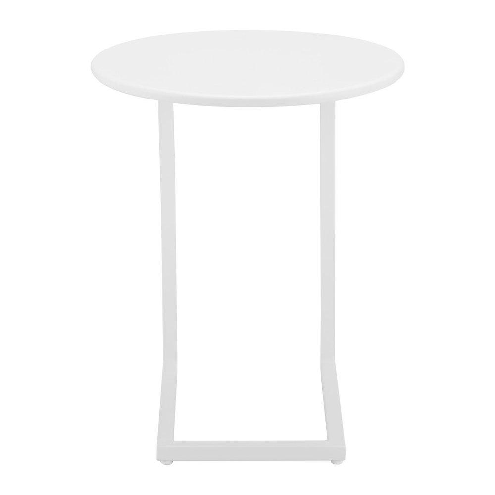 White Aluminum Round Outdoor Side Table - 20-inch