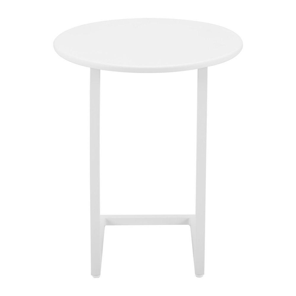White Aluminum Round Outdoor Side Table - 20-inch
