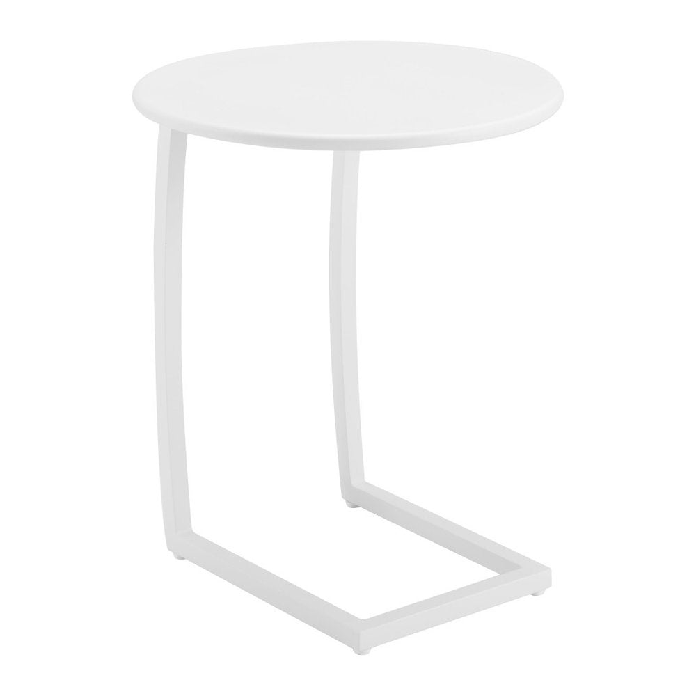 White Aluminum Round Outdoor Side Table - 20-inch