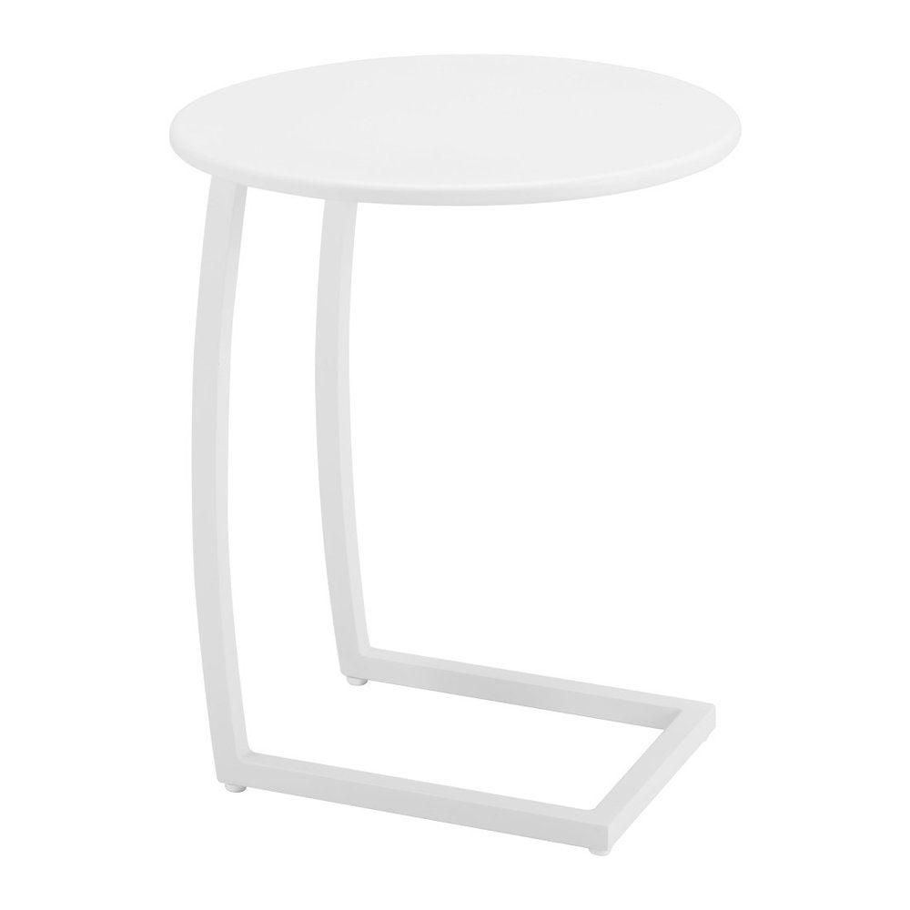 White Aluminum Round Outdoor Side Table - 20-inch