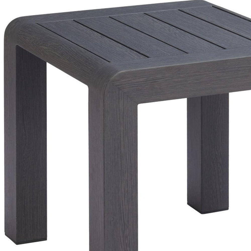 Black Aluminum Square Outdoor Side Table - 23-inch