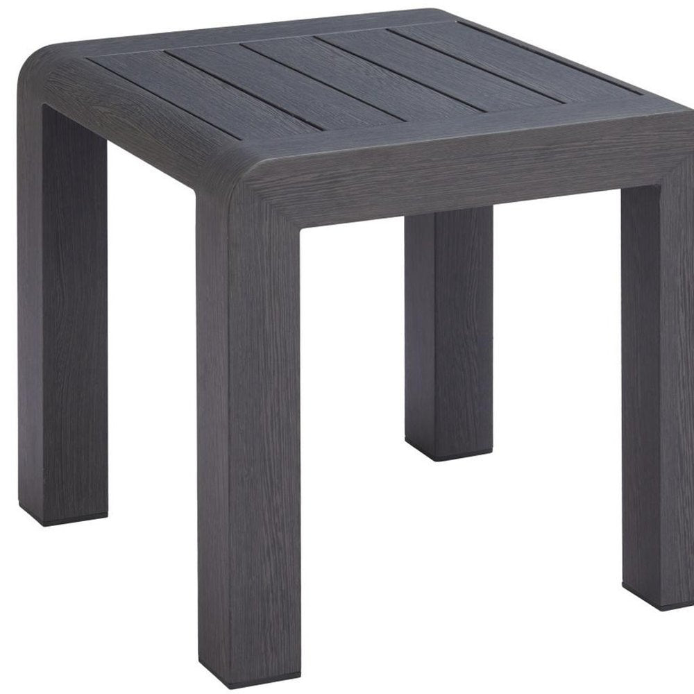 Black Aluminum Square Outdoor Side Table - 23-inch