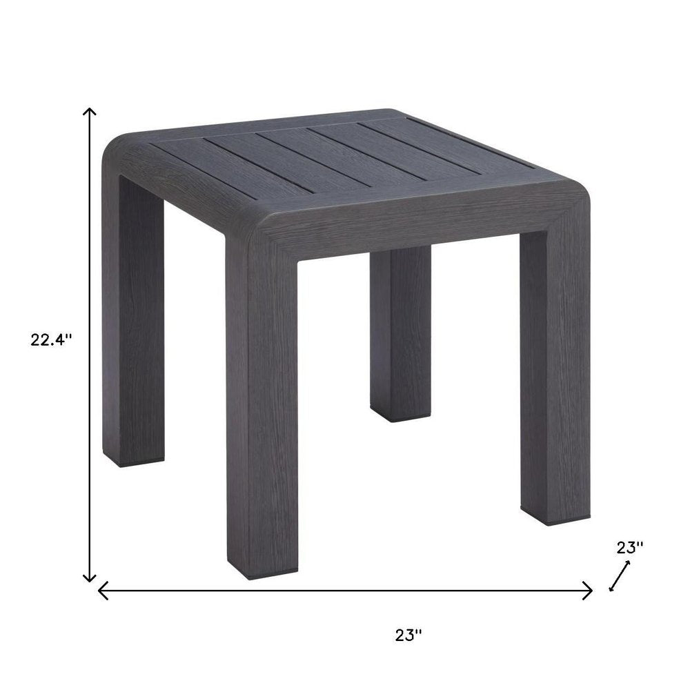 Black Aluminum Square Outdoor Side Table - 23-inch