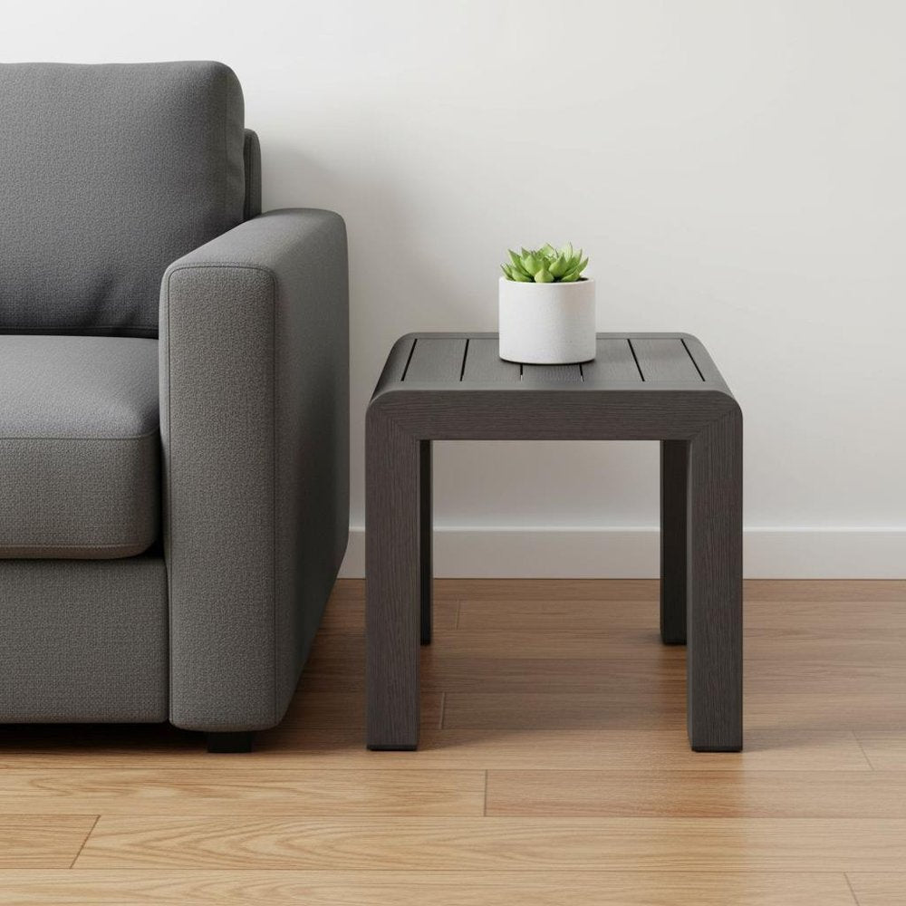 Black Aluminum Square Outdoor Side Table - 23-inch