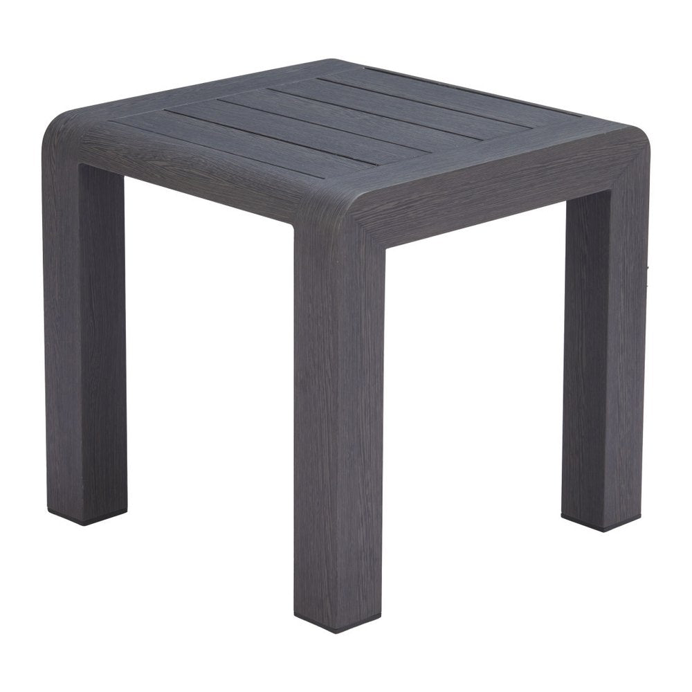 Black Aluminum Square Outdoor Side Table - 23-inch