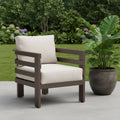 Brown Aluminum Outdoor Arm Chair with White Cushion - 30-inch