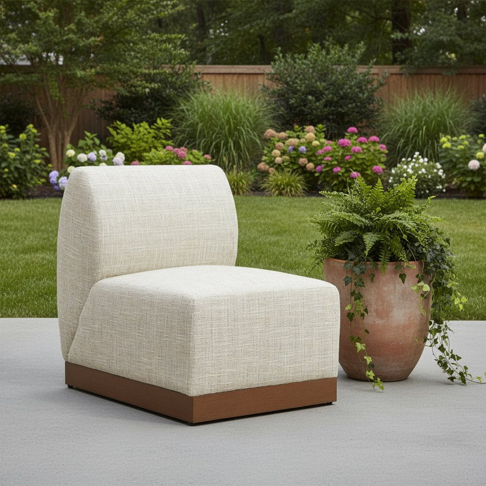 Beige Aluminum Outdoor Accent Chair - 24-inch