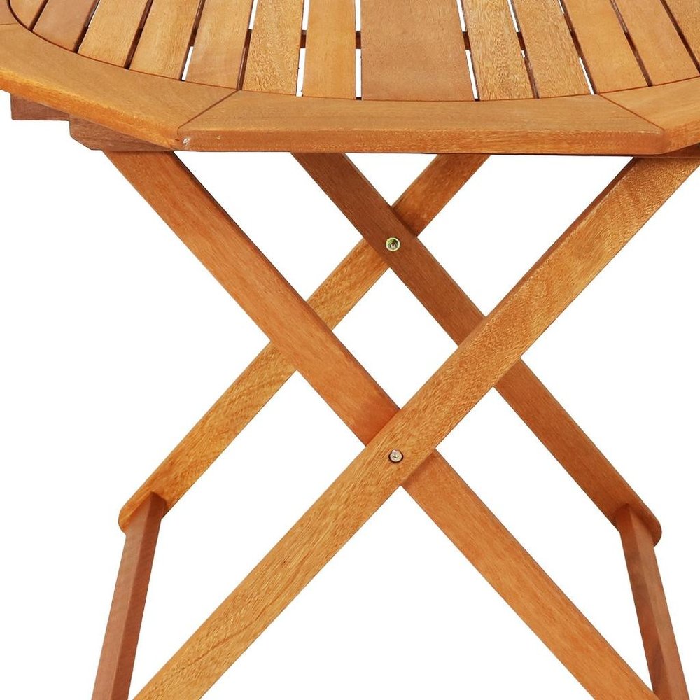 Brown Octagonal Solid Wood Folding Outdoor Dining Table with Umbrella Hole