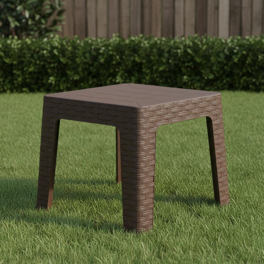 Brown Square Plastic Outdoor Side Table - 19-inch