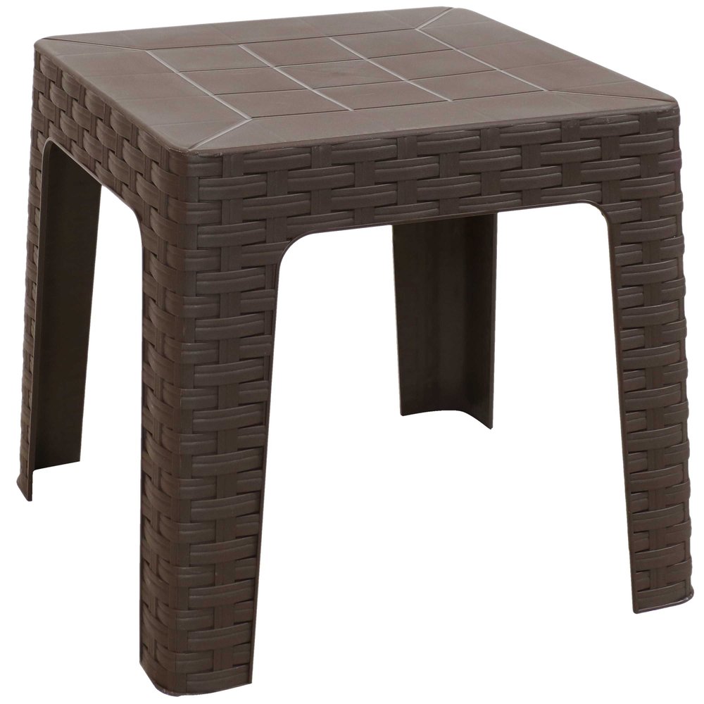 Brown Square Plastic Outdoor Side Table - 19-inch