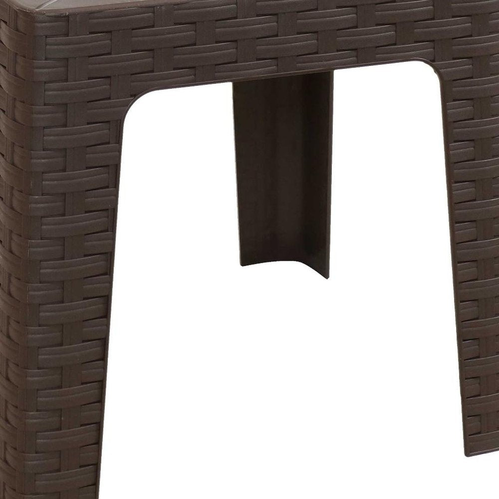 Brown Square Plastic Outdoor Side Table - 19-inch