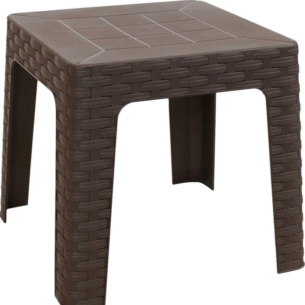 Brown Square Plastic Outdoor Side Table - 19-inch