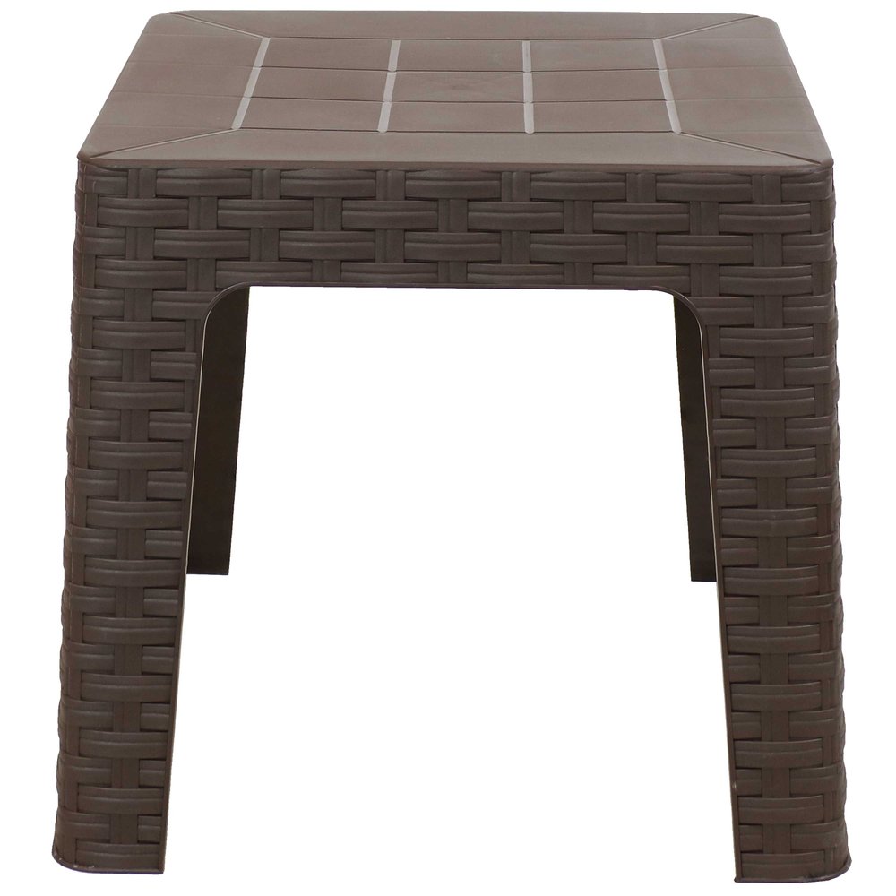 Brown Square Plastic Outdoor Side Table - 19-inch