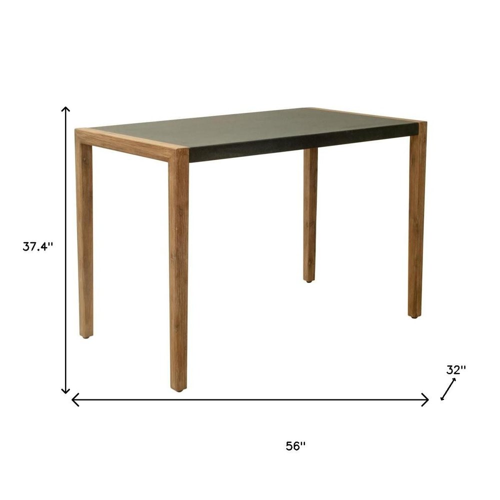 Gray and Natural Faux Concrete and Solid Wood Outdoor Bar Table - 56-inch