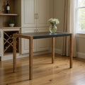 Gray and Natural Faux Concrete and Solid Wood Outdoor Bar Table - 56-inch