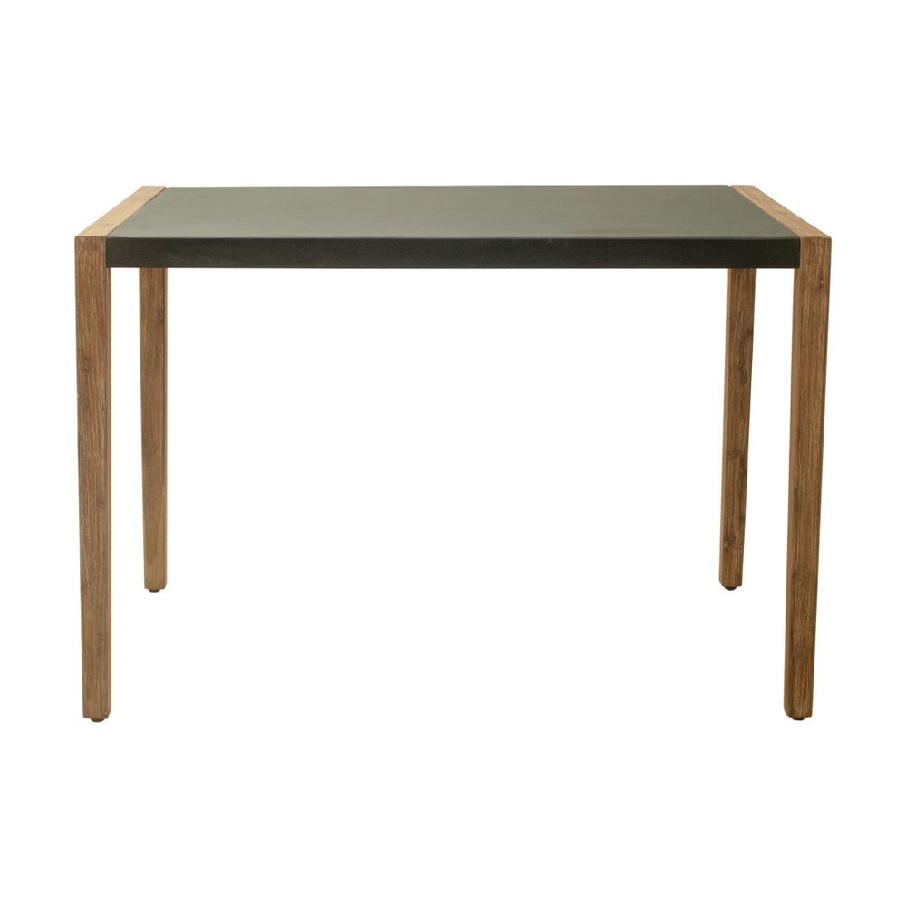 Gray and Natural Faux Concrete and Solid Wood Outdoor Bar Table - 56-inch