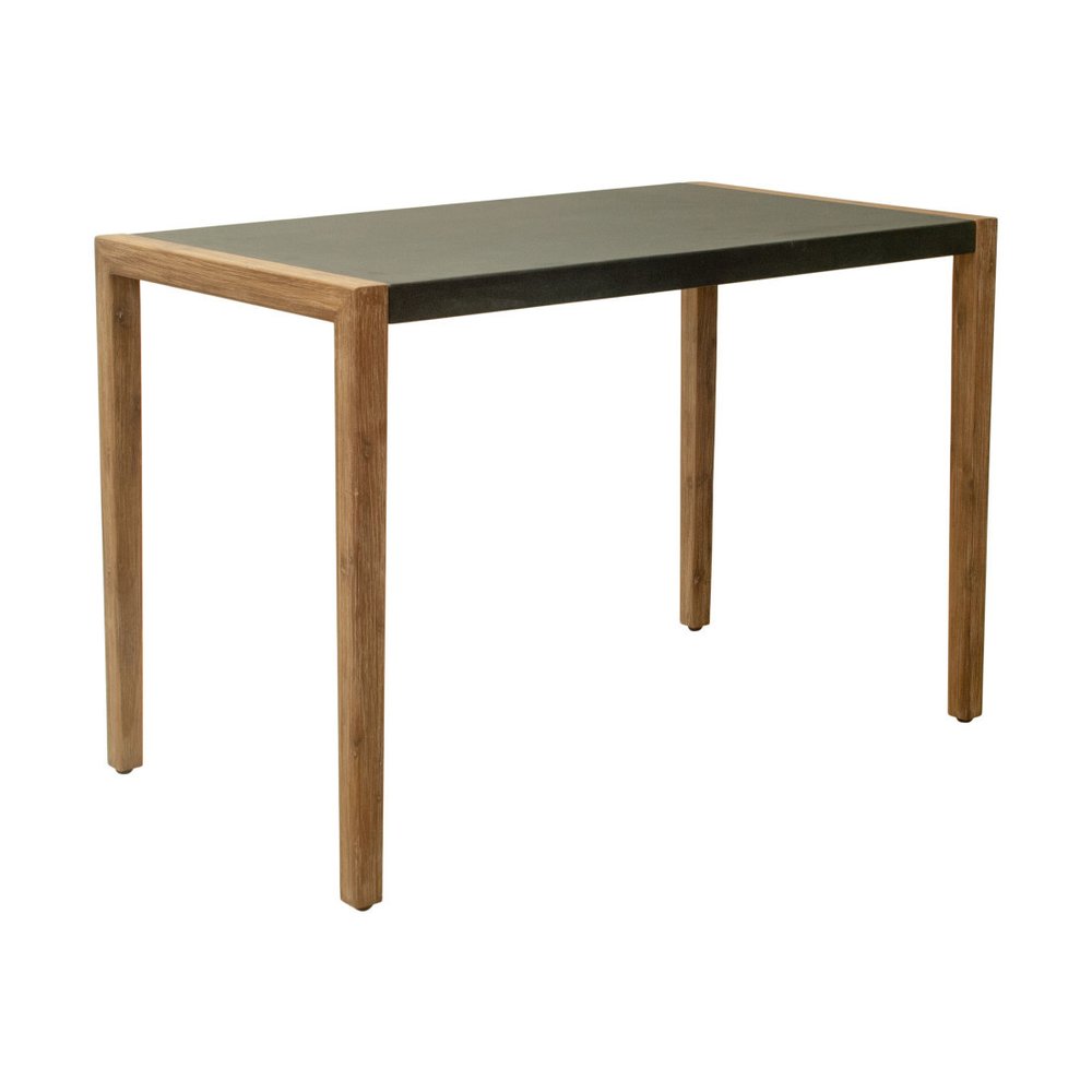 Gray and Natural Faux Concrete and Solid Wood Outdoor Bar Table - 56-inch