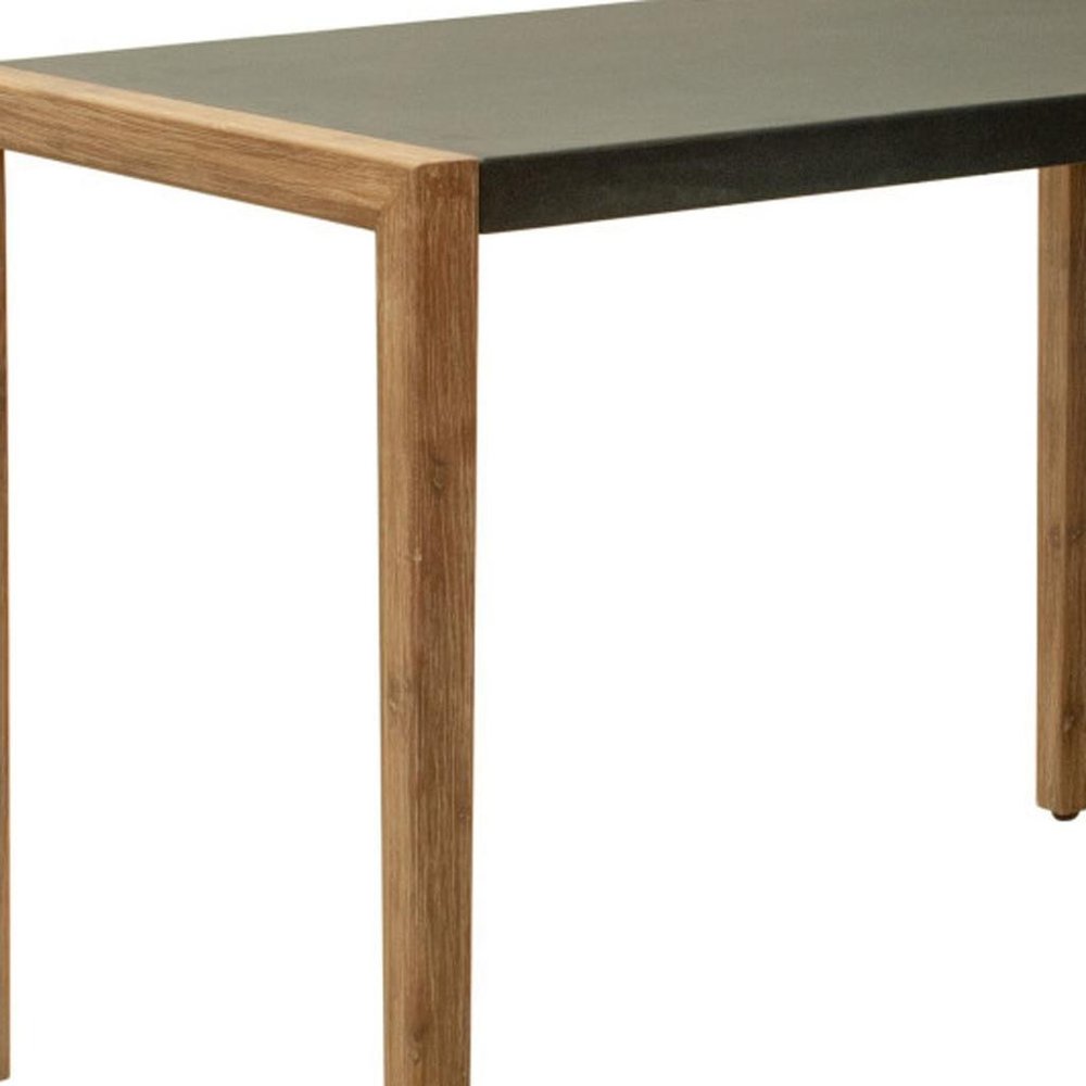Gray and Natural Faux Concrete and Solid Wood Outdoor Bar Table - 56-inch