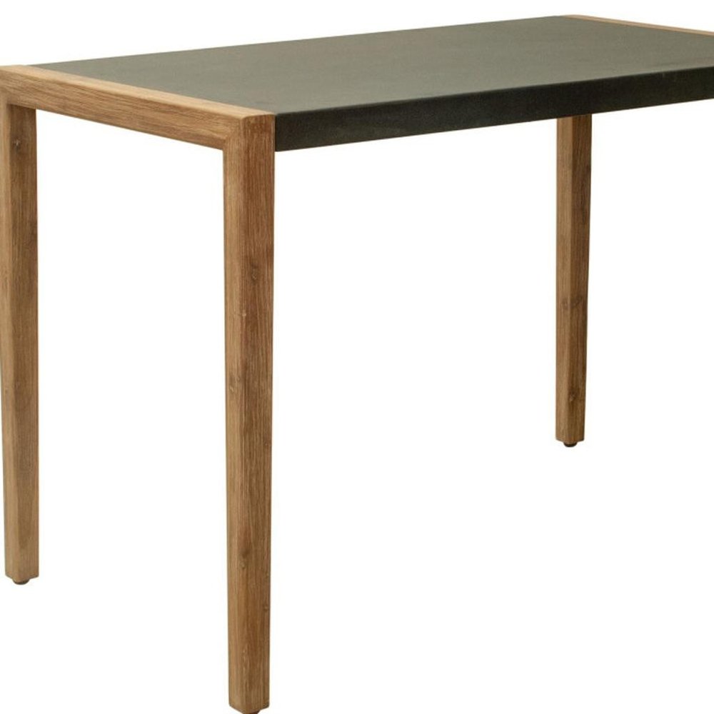 Gray and Natural Faux Concrete and Solid Wood Outdoor Bar Table - 56-inch