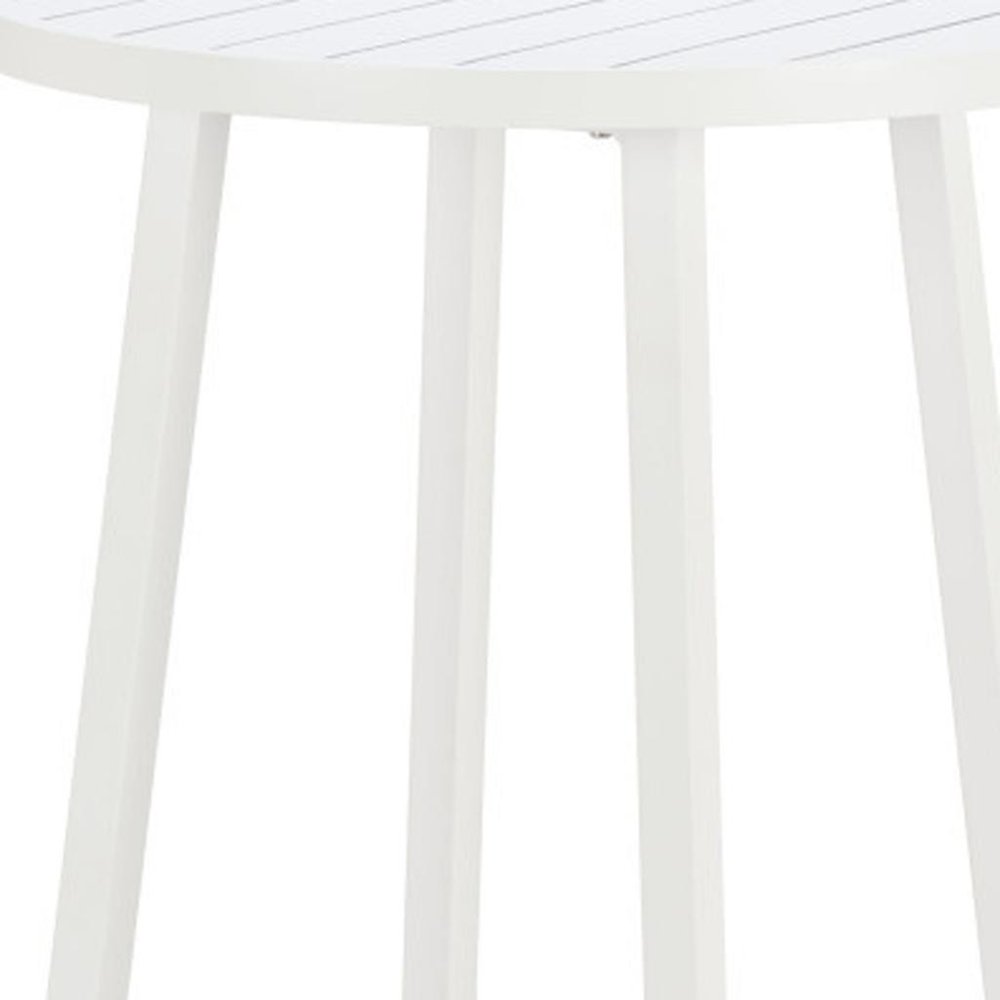 White Aluminum Slat Rounded Outdoor Bar Table - 24-inch