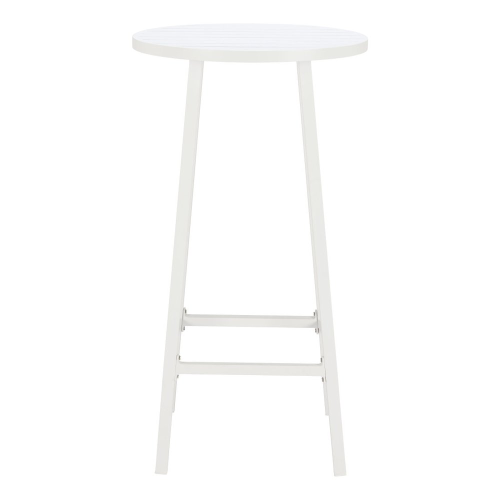 White Aluminum Slat Rounded Outdoor Bar Table - 24-inch