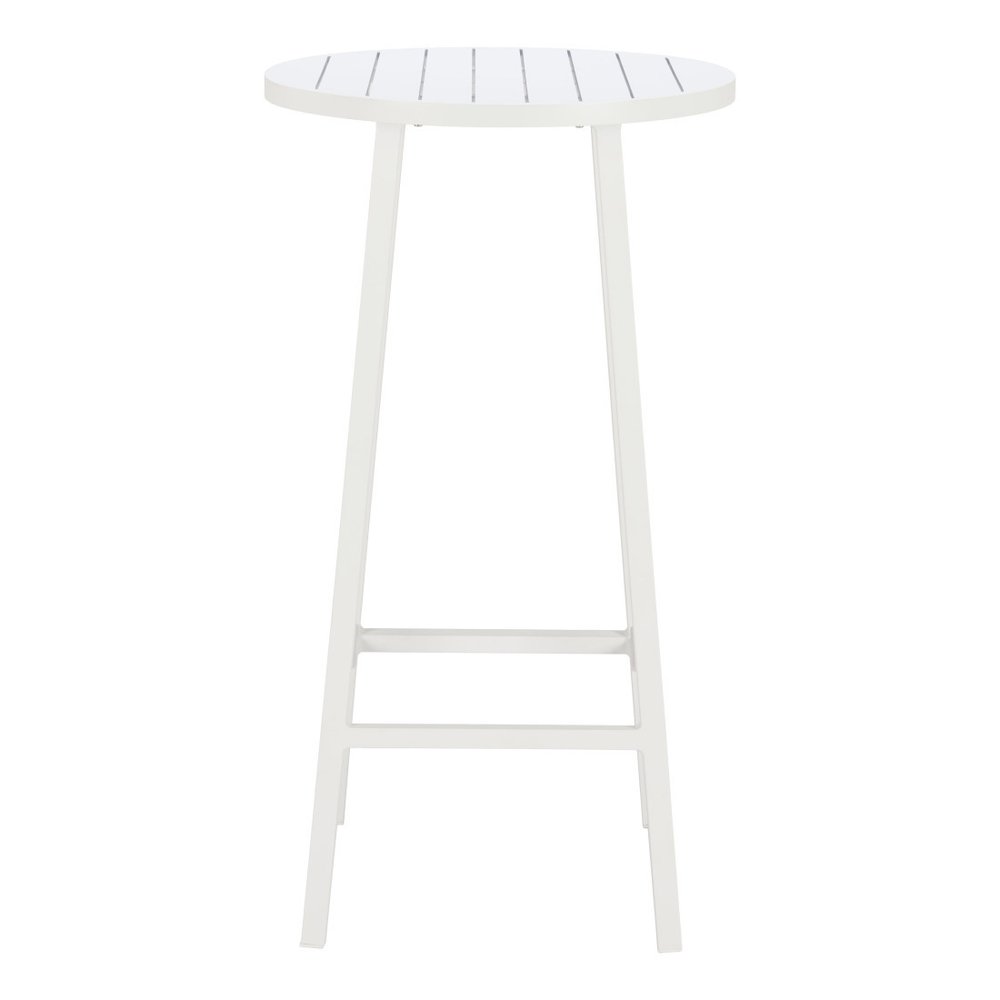 White Aluminum Slat Rounded Outdoor Bar Table - 24-inch